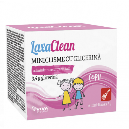 Miniclisme cu glicerina pentru copii LaxaClean, 6buc - Viva Pharma
