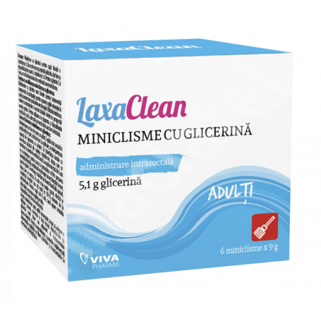 Miniclisme cu glicerina pentru adulti LaxaClean, 6buc - Viva Pharma