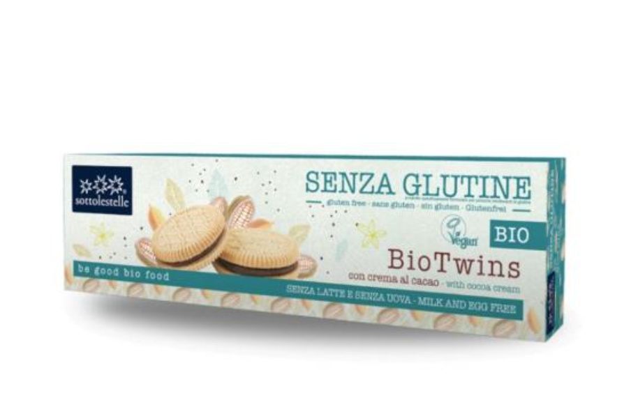 Biscuiti Cu Crema De Cacao Biotwins, 125g - Sottolestelle