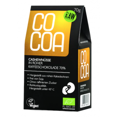 Caju in Ciocolata cu Cafea, eco-bio, 70g - Cocoa