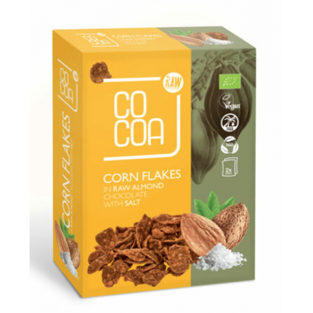 Fulgi de porumb cu ciocolata raw, migdale si sare, eco-bio, 200g - Cocoa