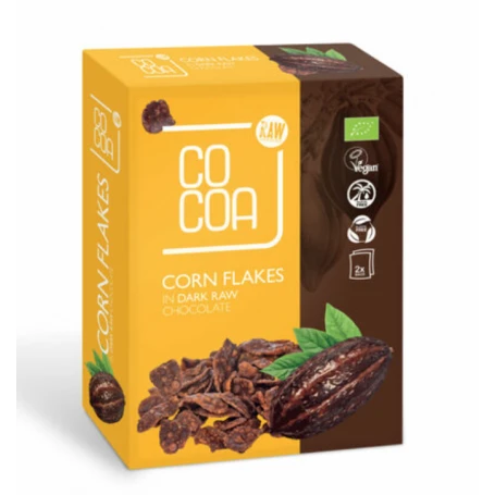 Fulgi de porumb in ciocolata neagra raw, cocos, eco-bio, 200g - Cocoa