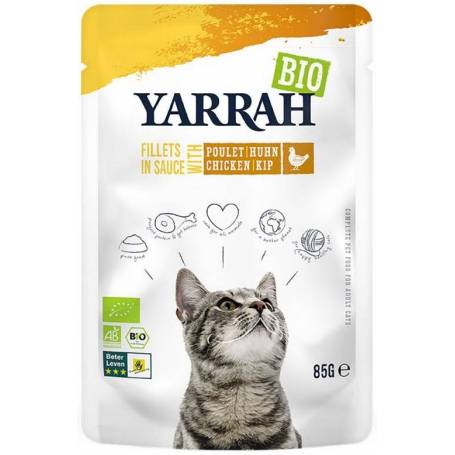 Hrana umeda pentru pisici, file de pui in sos, eco-bio, 85g - Yarrah