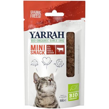 Hrana uscata pentru pisici, mini snack cu 97% carne, eco-bio, 50g - Yarrah