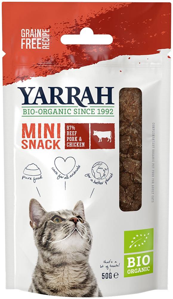 Hrana Uscata Pentru Pisici, Mini Snack Cu 97% Carne, Eco-bio, 50g - Yarrah