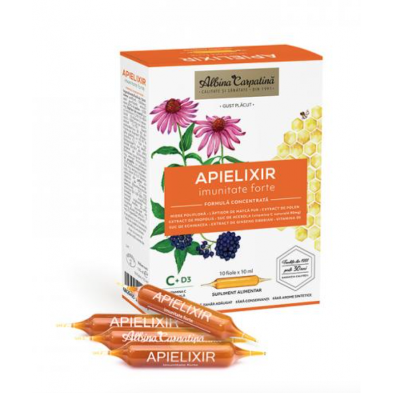 APIELIXIR imunitate FORTE Albina Carpatina, 10fiole - Apicola