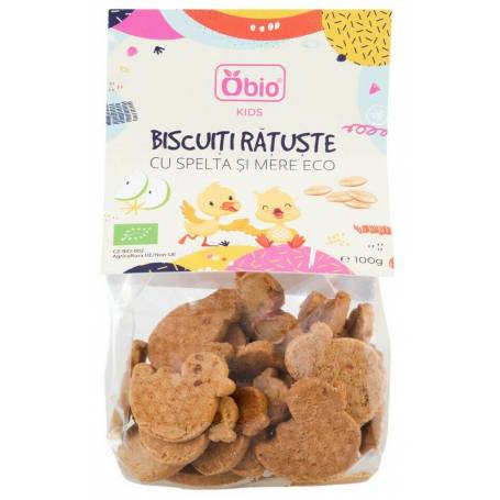 Biscuiti ratuste cu spelta si mere, eco-bio, 100g - Obio