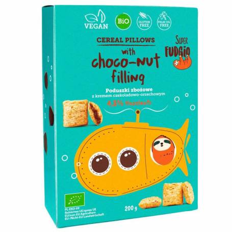 Cereale umplute cu ciocolata si alune de padure, fara gluten, eco-bio, 200g - Super Fudgio