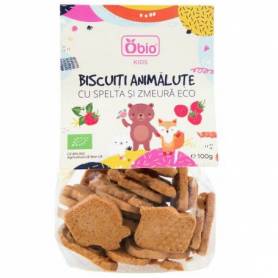 Biscuiti animalute cu spelta si zmeura, eco-bio, 100g - Obio