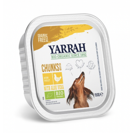 Bucati de hrama cu carne de pui pentru caini, 150g - Yarrah