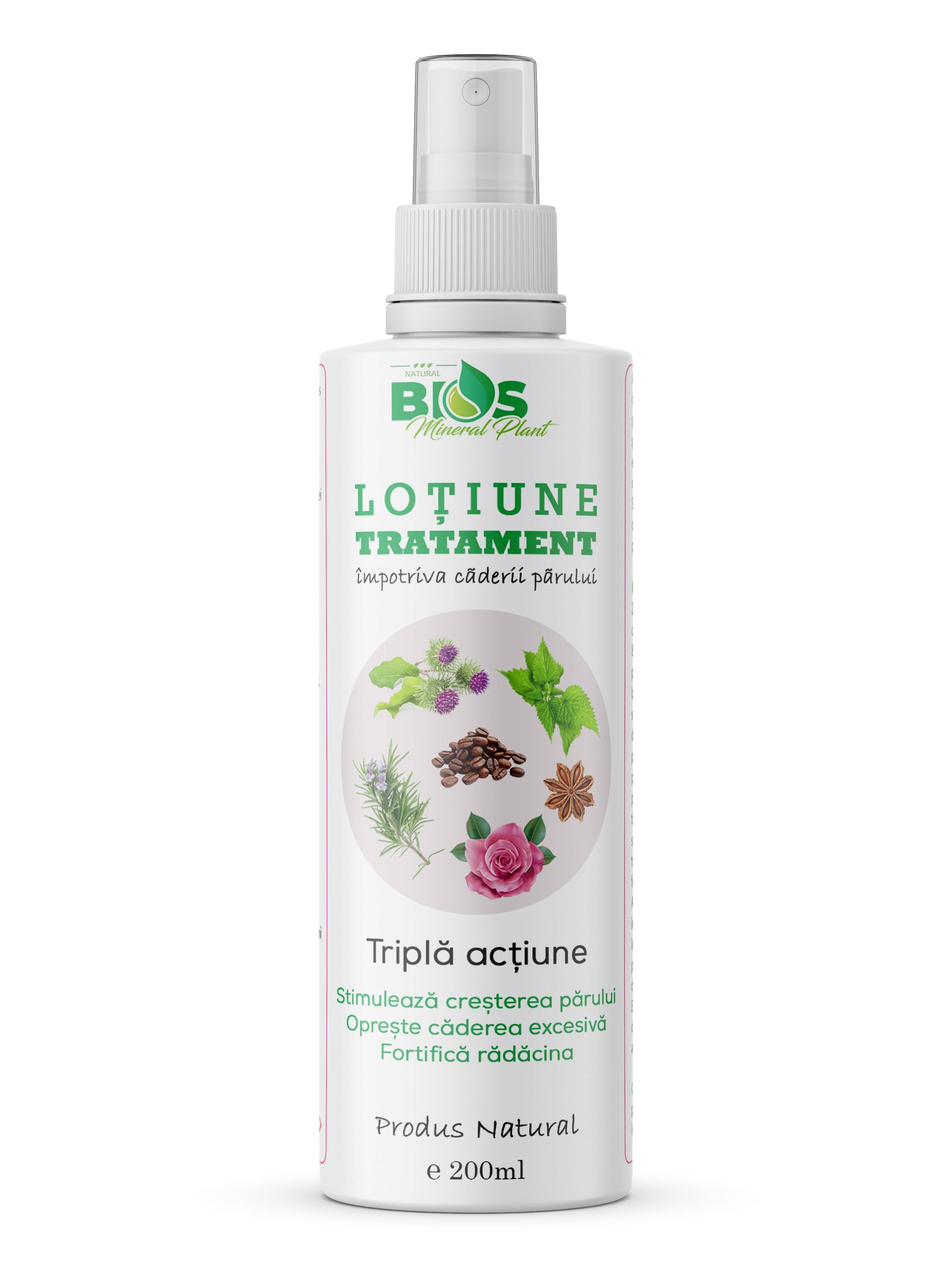 Lotiune tratament impotriva caderii parului tripla actiune, 200ml - Bios Mineral Plant