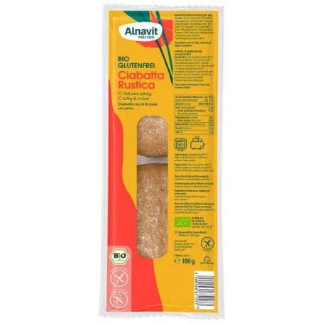 Ciabatta rustica fara gluten, precoapta, eco-bio, 180g - Alnavit