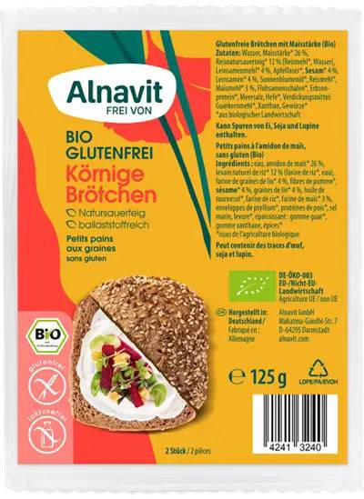 Chifle Cu Seminte Fara Gluten, Precoapte, Eco-bio, 125g - Alnavit
