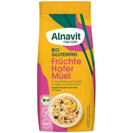 Musli cu ovaz si fructe, fara gluten, eco-bio, 350g - Alnavit