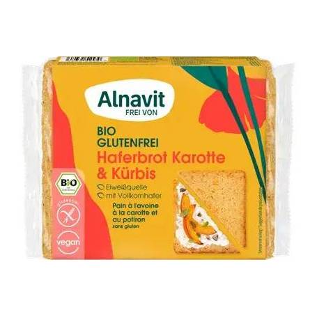 Paine cu ovaz, morcov si dovleac fara gluten, bio, 250g - Alnavit