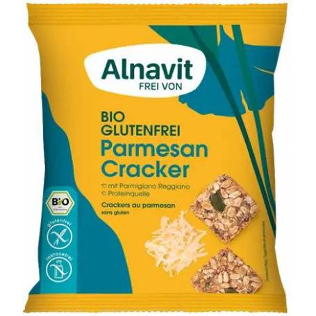 Crackers cu parmezan, fara gluten, eco-bio, 75g - Alnavit