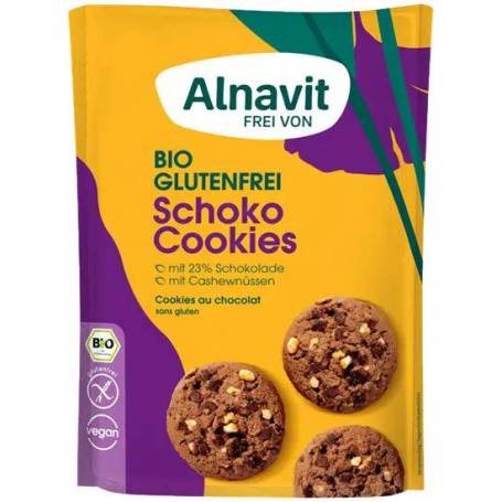 Biscuiti cu ciocolata, fara gluten, eco-bio, 125g - Alnavit