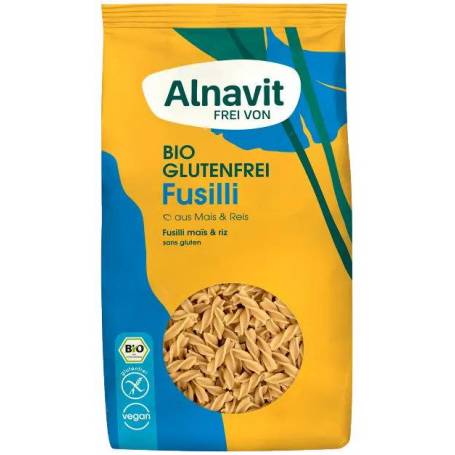 Fusilli din porumb si orez, fara gluten, eco-bio, 500g - Alnavit