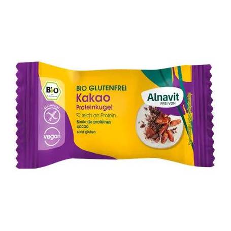 Biluta proteica cu cacao, fara gluten, eco-bio, 24g - Alnavit