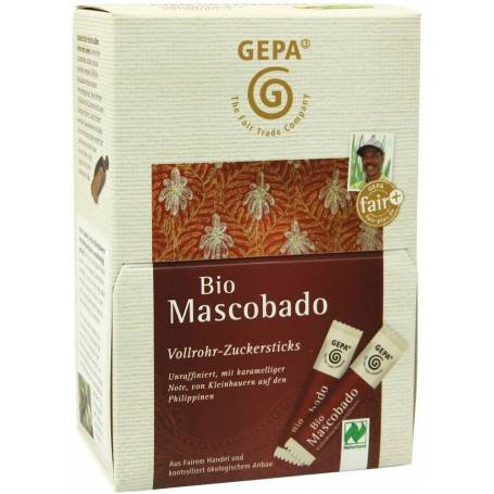 Zahar bio integral din trestie Mascobado, 50 pliculete x 3 g (150 g), Fairtrade - Gepa