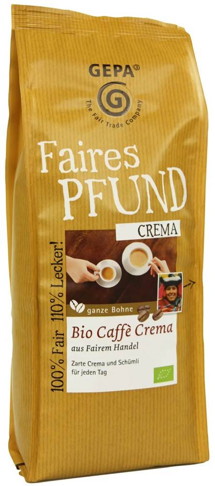 Cafea Boabe Crema, Eco-bio, 500 G, Fairtrade - Gepa