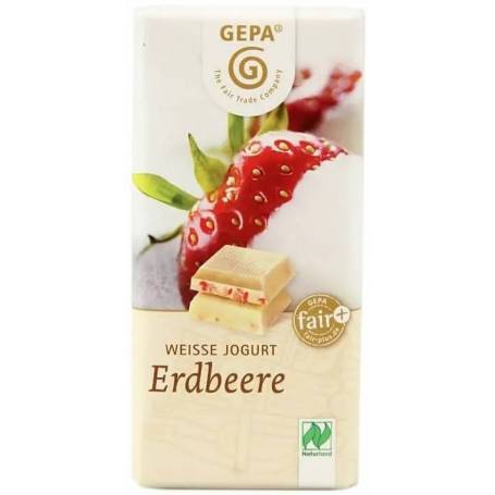 Ciocolata alba cu iaurt si capsuni, eco-bio, 40 g, Fairtrade - Gepa