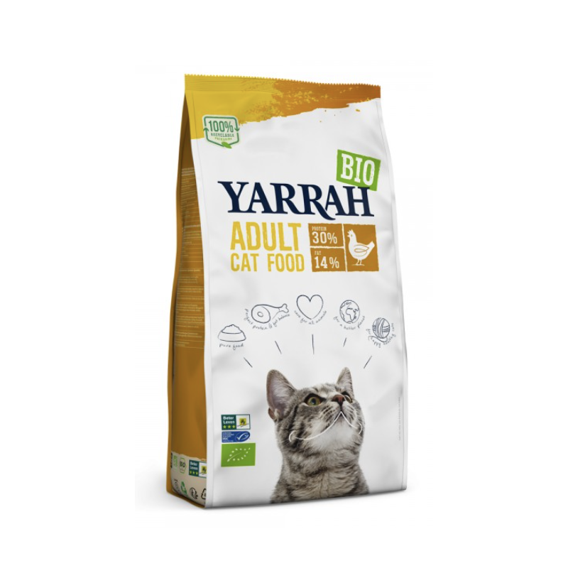 Hrana uscata bio cu pui pentru pisici, 800g - Yarrah