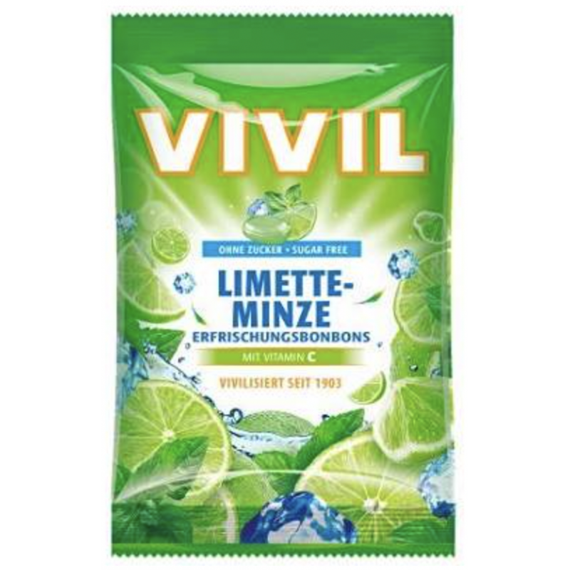 Bomboane cu lime, menta si vitamina C, 80g - Vivil