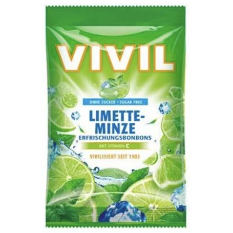 Bomboane cu lime, menta si vitamina C, 80g - Vivil