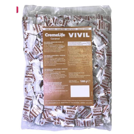 Bomboane cremoase fara zahar cu aroma de caramel, 1kg - Vivil