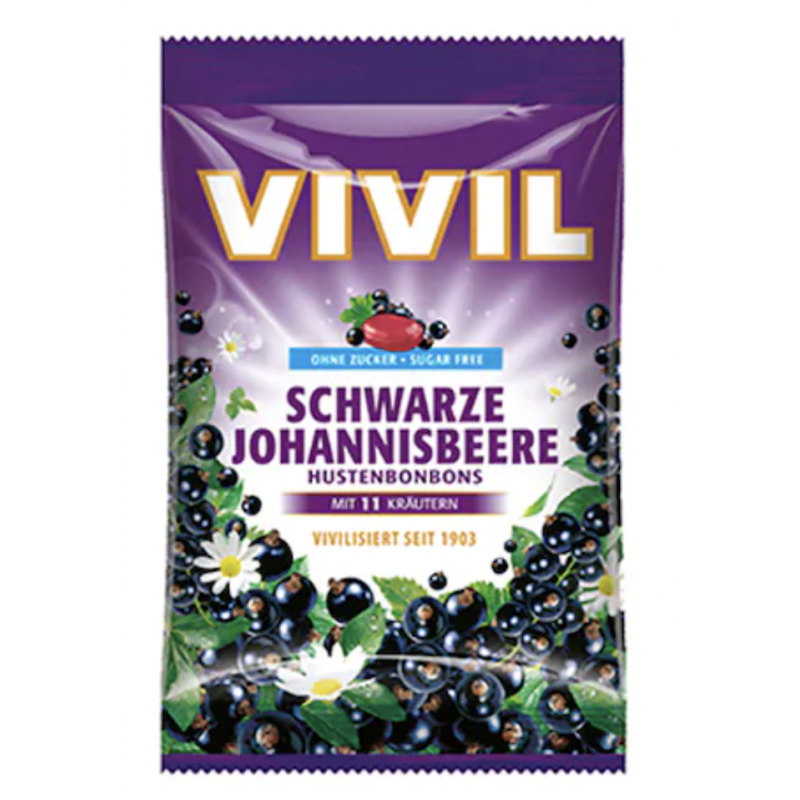 Bomboane fara zahar cu aroma de coacaze negre cu vitamina C, 60g -