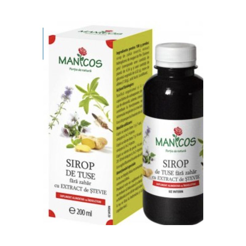 Sirop de tuse fara zahar cu isop, ghimbir si extract de stevie 200ml