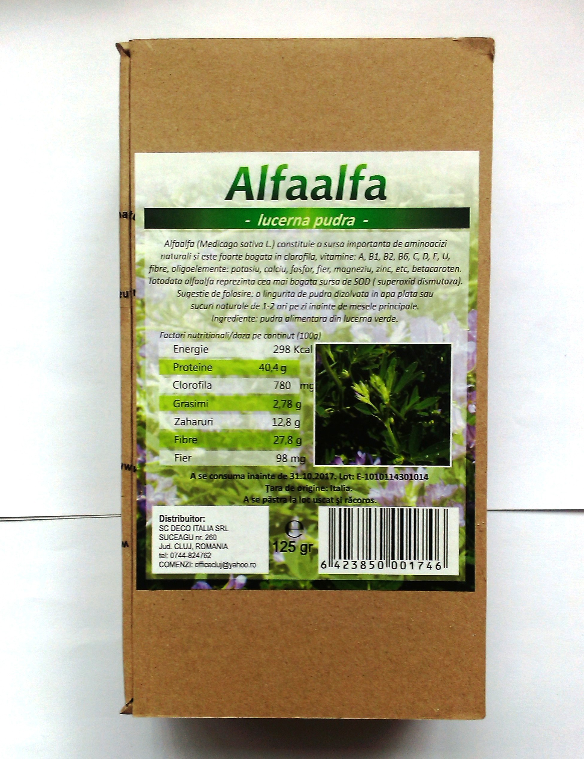 Alfalfa (lucerna) pulbere verde eco-bio 125g deco italia
