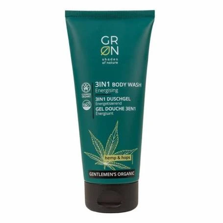 Gel de dus 3 in 1 Organic Gentlemens cu canepa si hamei, 200 ml, GRN Shades of Nature