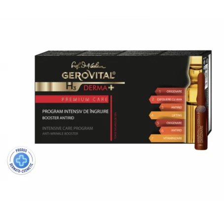 Program Intensiv de ingrijire pielii, antirid, Gerovital Derma H3, 7 fiole X 2ml - Gerovital