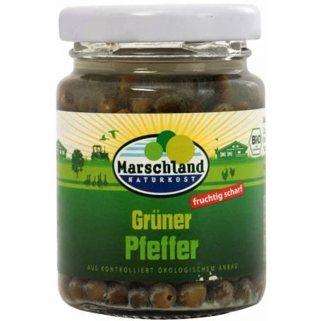 Boabe de piper verde in saramura, eco-bio, 100g / 55g - Marschland Naturkost