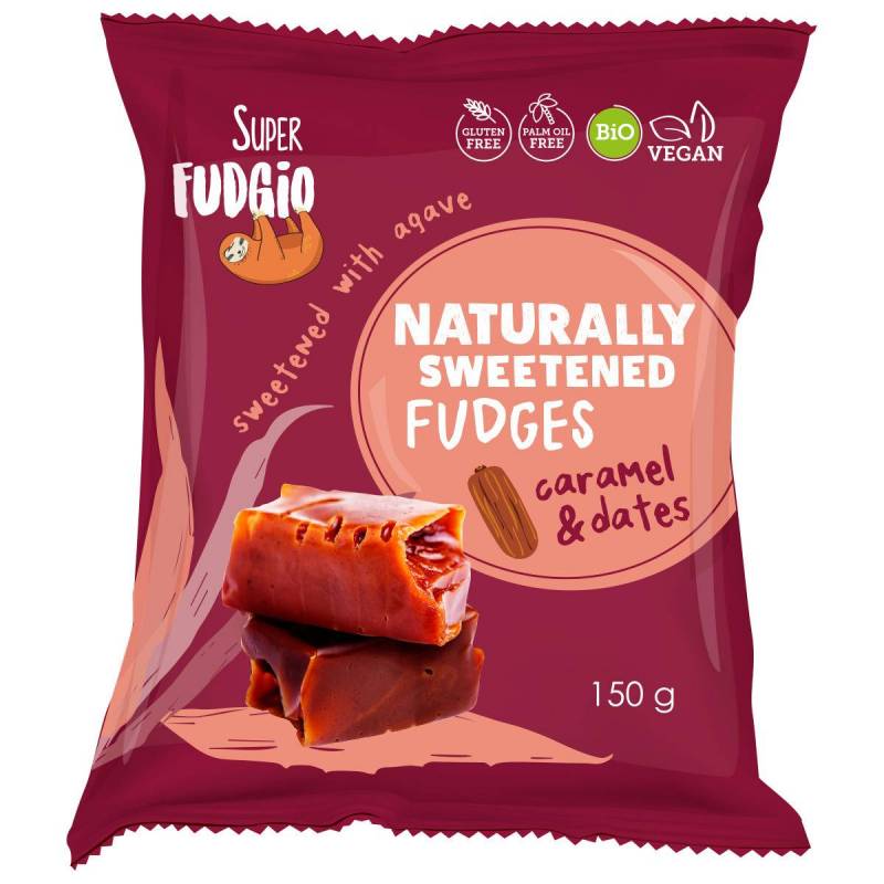 Caramele aroma caramel si curmale, eco-bio, 150g - Super Fudgio