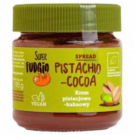 Crema tartinabila de ciocolata cu fistic si cacao, eco-bio, 190g - Super Fudgio