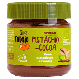 Crema tartinabila de ciocolata cu fistic si cacao, eco-bio, 190g - Super Fudgio