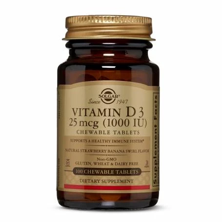 Vitamina D3 1000UI - 100 comprimate masticabile - SOLGAR