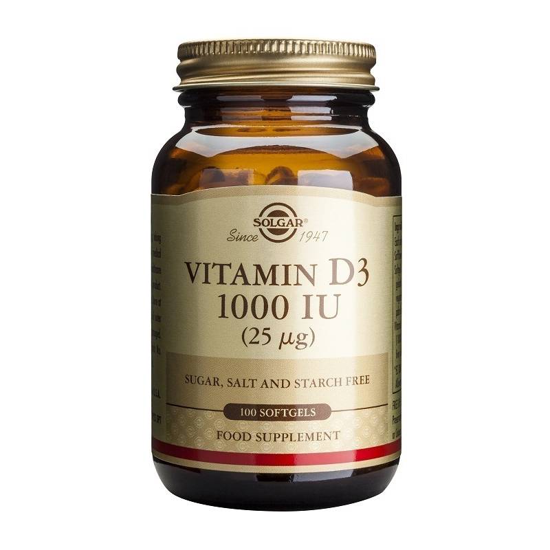 Vitamina D3, 1000UI, 100cps - Solgar