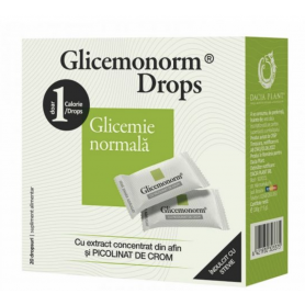 Glicemonorm dropsuri hipoglicemiante indulcite cu stevie, 20buc - Dacia Plant