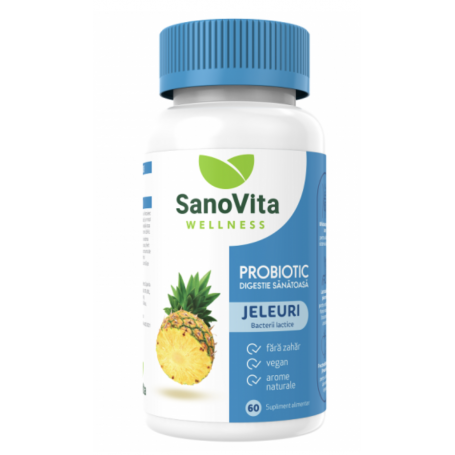 Jeleuri probiotice cu aroma de ananas, 60buc - Sanovita