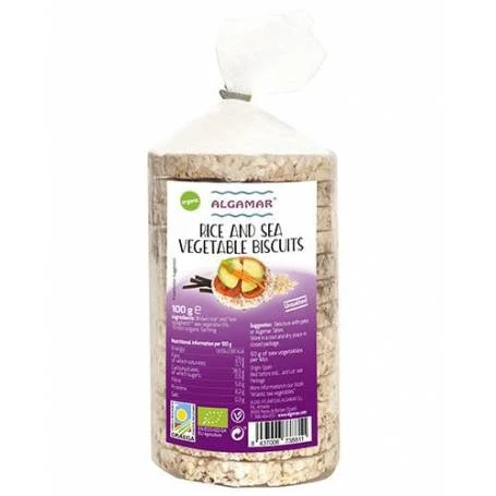 Rondele de orez brun cu alge marine fara sare, eco-bio, 100 g, Algamar