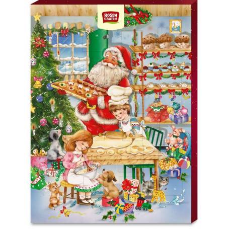 Calendar advent cu figurine de Craciun din ciocolata cu lapte, eco-bio, 75g - Rosengarten