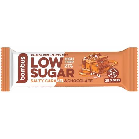 Baton proteic Low Sugar cu caramel sarat si ciocolata, 40 g Bombus