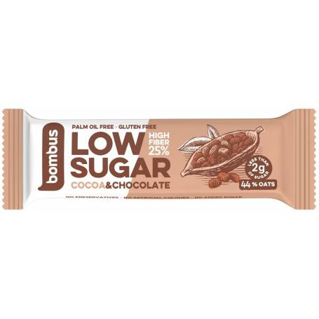 Baton proteic Low Sugar cu cacao si ciocolata, 40 g Bombus