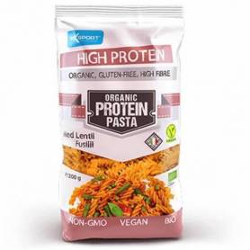 Fusilli din linte rosie, fara gluten, cu continut ridicat de proteine, eco-bio, 200 g Maxsport