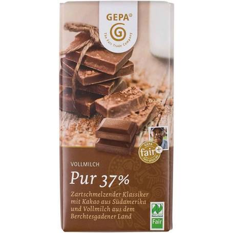 Ciocolata cu lapte, 37% cacao, eco-bio si fairtrade, 100 g Gepa
