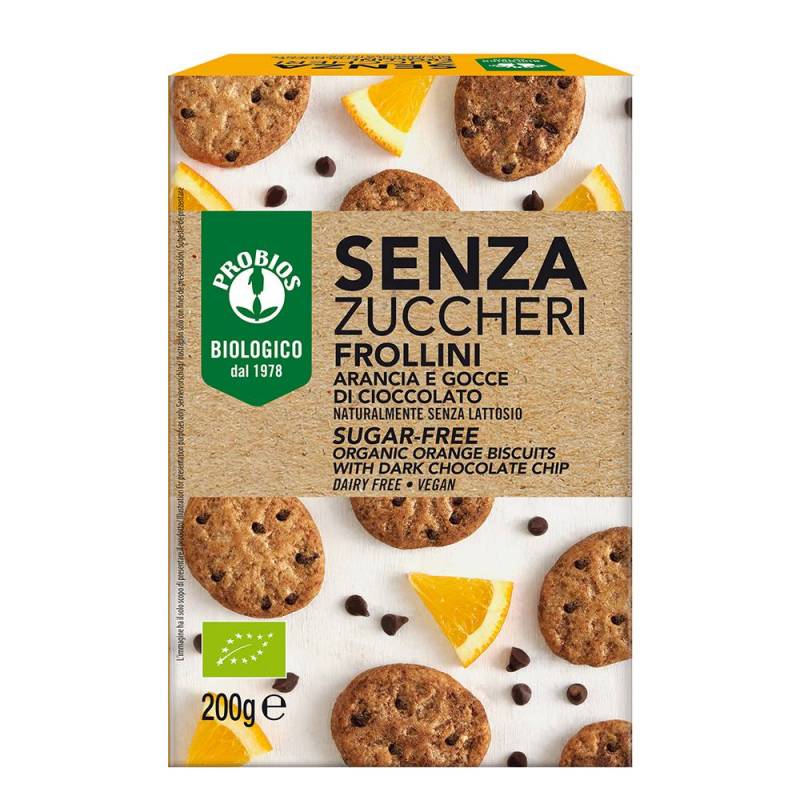 Biscuiti fara zahar cu portocale si pepite de ciocolata 200g,